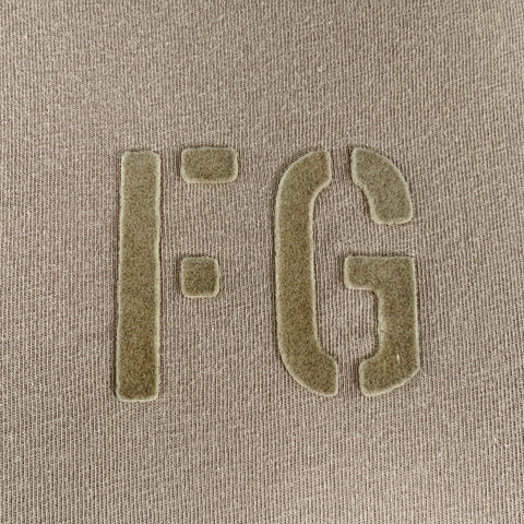 FEAR OF GOD Size L Khaki Cotton Velvet Logo Crew Neck T-shirt