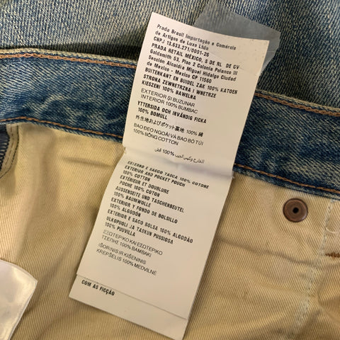 PRADA Size 36 Blue Indigo Distressed Selvedge Denim Button Fly Jeans