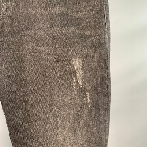 ALLSAINTS Size 32 Rex Black Distressed Cotton Blend Slim Straight Jeans