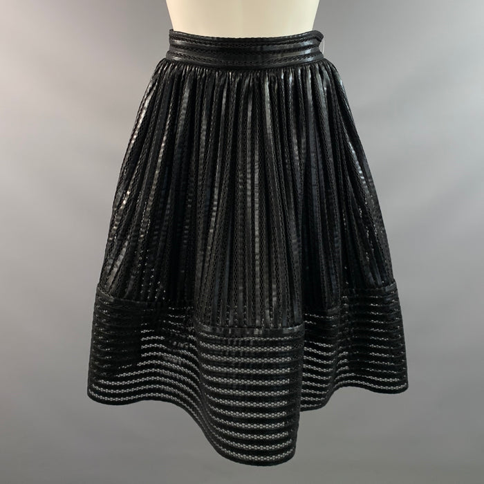 MAJE Size 1 Black Polyester Stripe A Line Knee Length Skirt