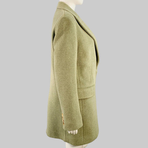 THE ROW Size XS Green Sage Wool Polyamide Twill Double Breasted Coat