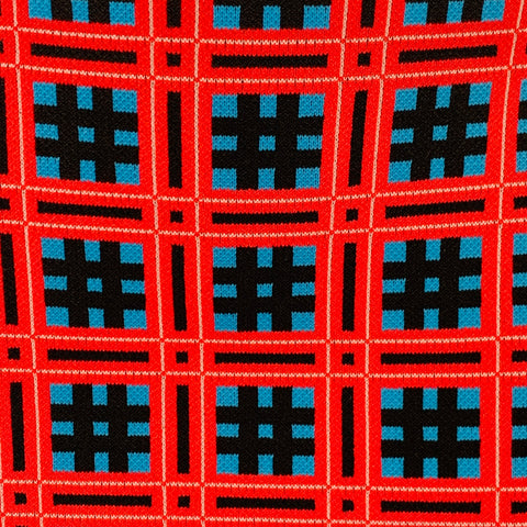 VERSACE Size S Red Blue Black Viscose Blend Geometric Pencil Knee Length Skirt