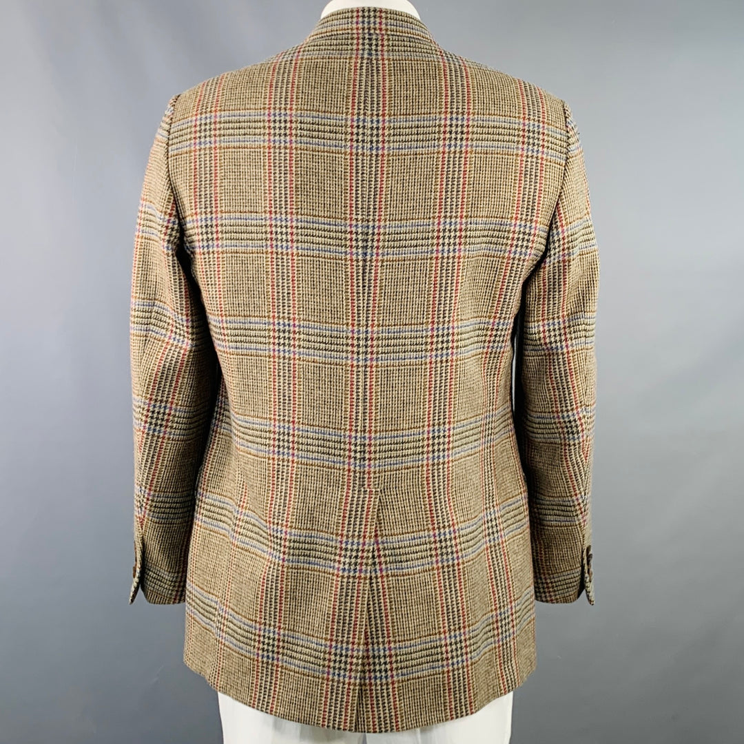 O'CONNELL'S Size 42 Long Brown Red Glenplaid Wool Sport Coat