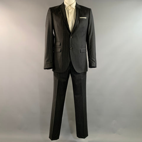 NEIL BARRETT Chest Size XL Grey Pinstripe Wool Notch Lapel 34 35 Suit
