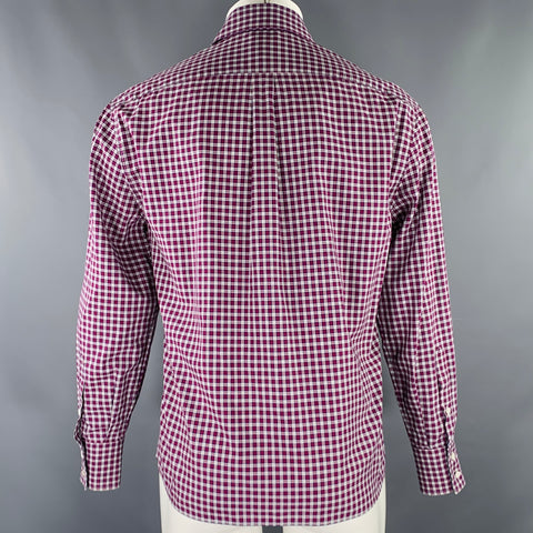 BRUNELLO CUCINELLI Size M Red White Plaid Cotton Long Sleeve Shirt