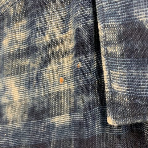 JOHN VARVATOS * U.S.A. Size XL Navy Blue Checkered Cotton Long Sleeve Shirt