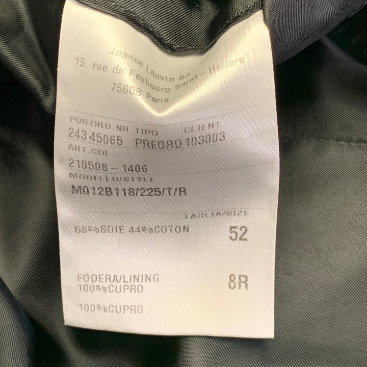 LANVIN Size 42 Black Silk Cotton Notch Lapel Sport Coat