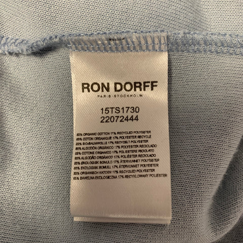 RON DORFF Size M Blue Navy Stripe Cotton Blend Terry Zip Mock Neck Short Sleeve Polo