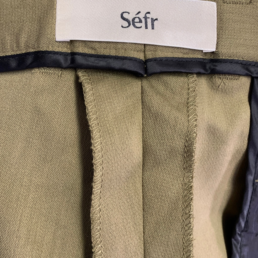 SEFR Size XXL Harvey Khaki Cotton Blend Flat Front Tapered Zip Fly Dress Pants