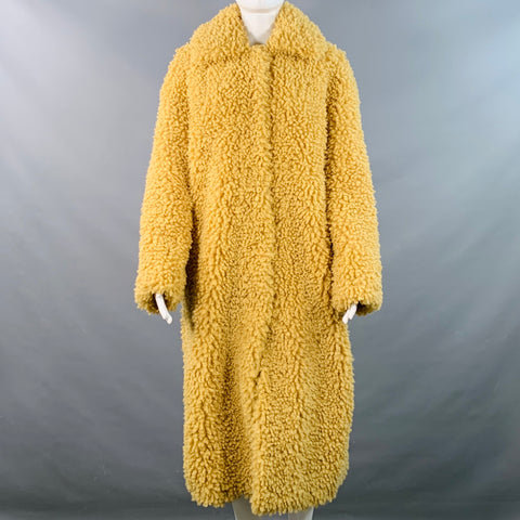 STAND STUDIO Size XS Leah Tan Polyester Faux Fur Snaps Teddy Coat