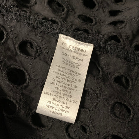SOLID & STRIPED Size M Black Cotton Eyelet Button Up Shirt