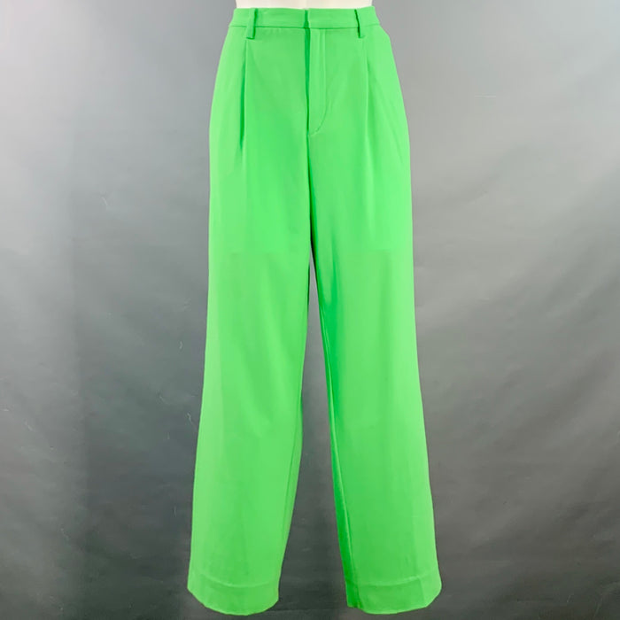 RALPH LAUREN COLLECTION Size 4 Green Lime Wool Blend Pleated Dress Pants