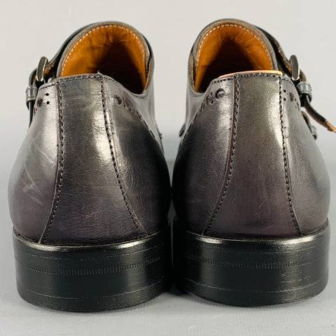 NO BRAND Size 11.5 Green Perforated Leather Double Monk Strap Loafers