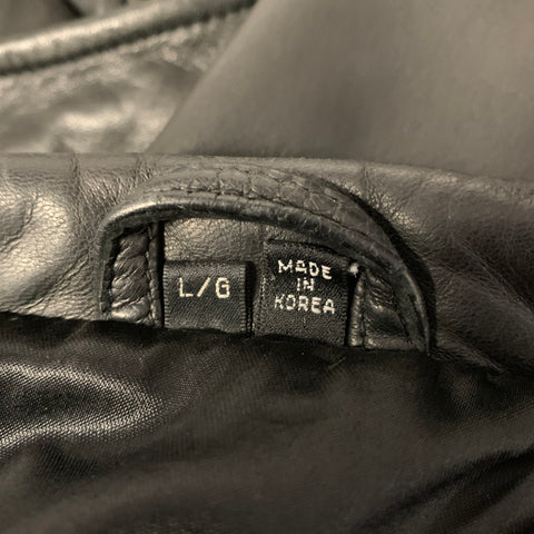 ANDREW MARC Size L Black Leather Pointed Collar Vest
