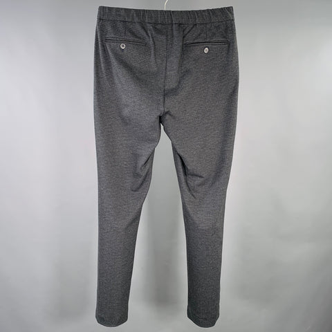 NOMINEE Size M Grey Navy Checkered Viscose Blend Drawstring Casual Pants