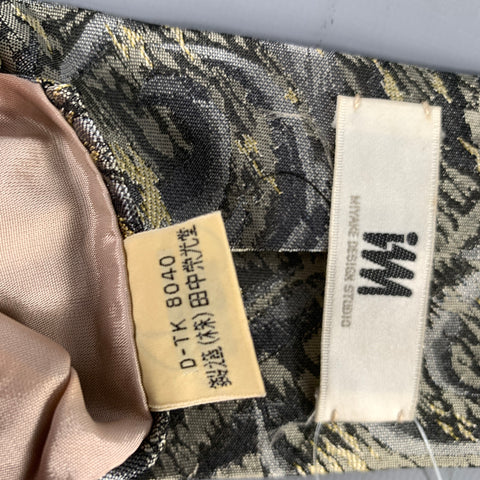 ISSEY MIYAKE Grey Khaki Geometric Silk Tie