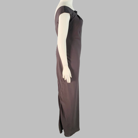 BRUNELLO CUCINELLI Size XL Grey Charcoal Silk Sleeveless Long Evening Gown
