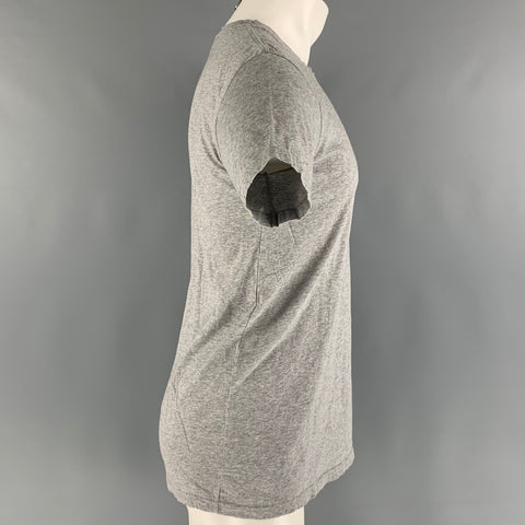 BALMAIN Size M Grey Solid Cotton Crew-Neck T-shirt