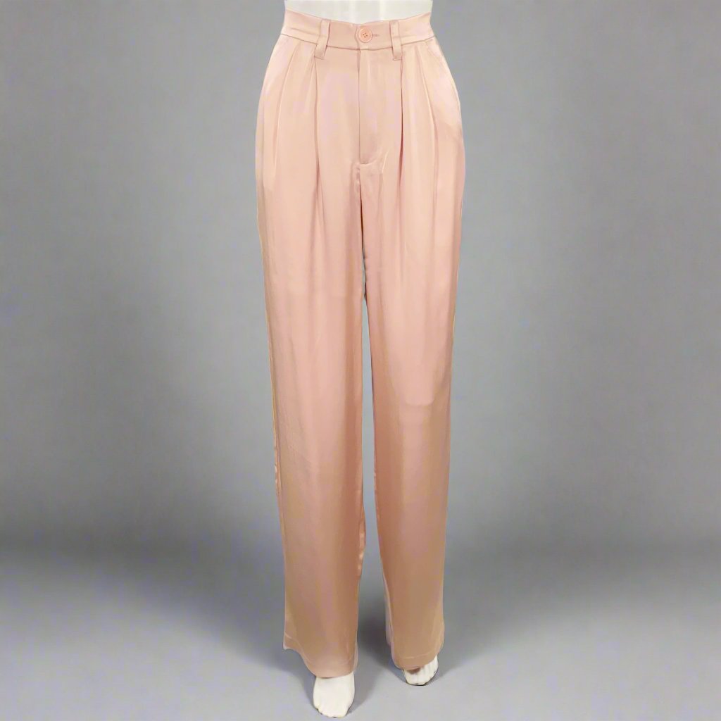 ANINE BING Size XS Pink Silk Peak Lapel Double Breasted Pantsuit