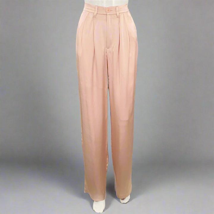 ANINE BING Size XS Pink Silk Peak Lapel Double Breasted Pantsuit