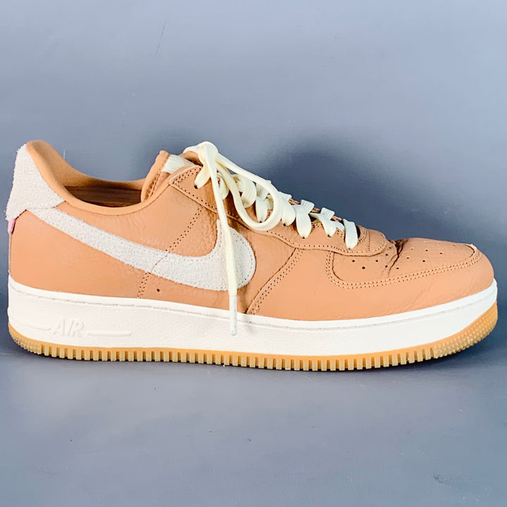 NIKE AIR Size 10.5 Orange White Logo Leather Chunky Sole Sneakers
