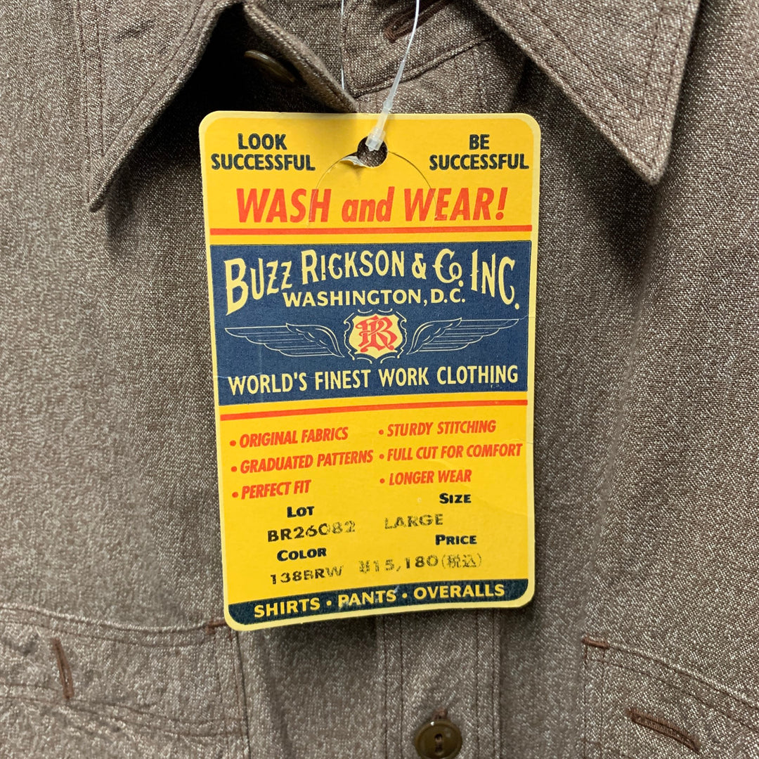 BUZZ RICKSON & CO. INC. Size L Brown Heather Cotton Long Sleeve Shirt