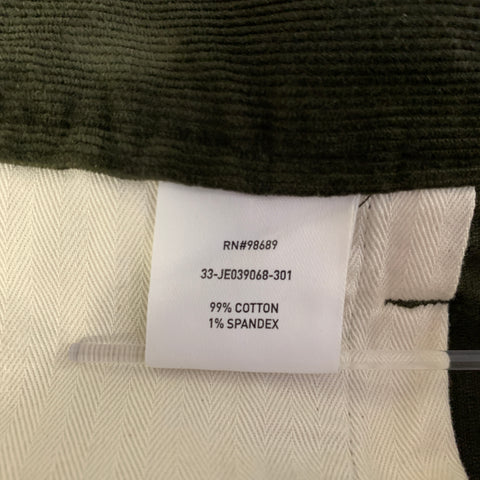 TODD SNYDER Size 36 Green Olive Corduroy Cotton Blend Pants