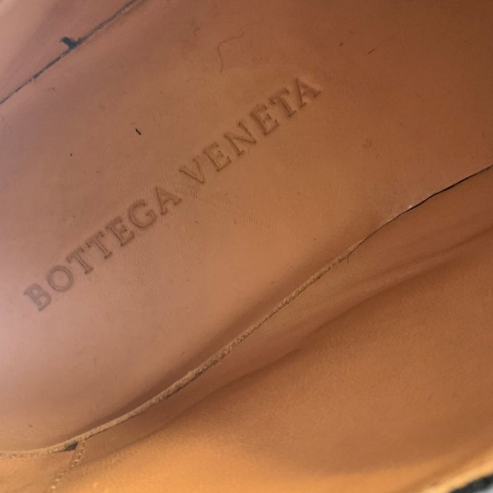 BOTTEGA VENETA Size 8 Black Canvas Moccasin Lace Up Shoes