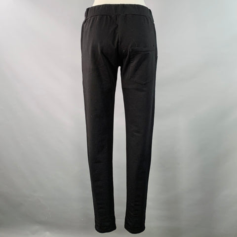 LIS LAREIDA Size XS Black Cotton Blend Drawstring Casual Pants