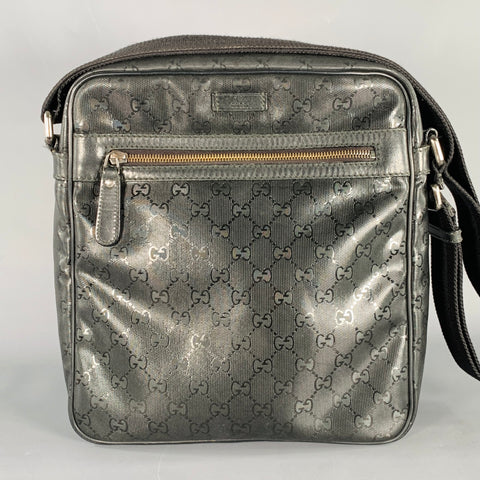 GUCCI Black Logo Monogram Nylon Crossbody Bag