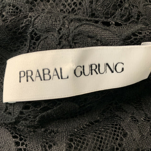 PRABAL GURUNG Size 4 Black Lace Nylon & Cotton Bow Blouse