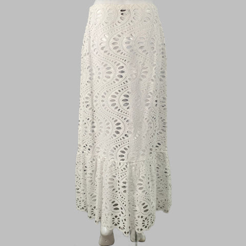 GIAMBATTISTA VALLI Size M Black Eyelet Crop Top Skirt Set