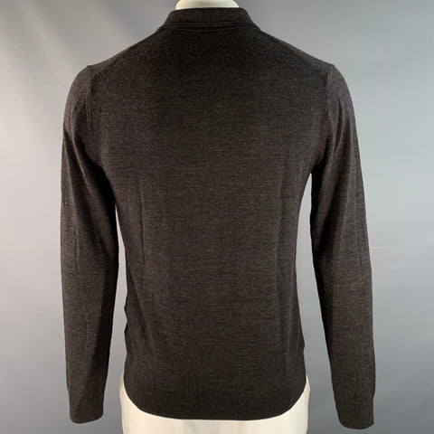 REISS Size L Brown Knitted Wool Polo Pullover