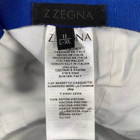 Z ZEGNA Size L Blue Textured Rayon Hats