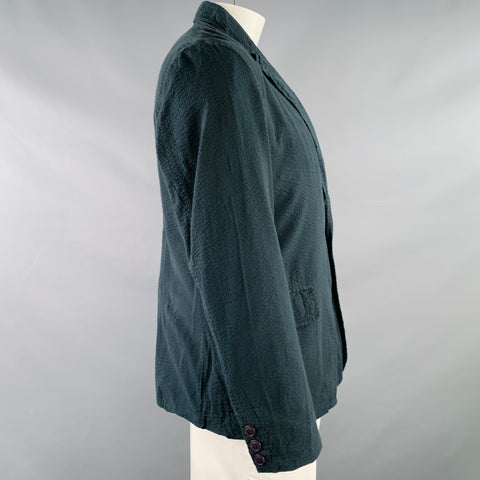 ROGUES GALLERY Size L Black Seersucker Cotton Notch Lapel Jacket
