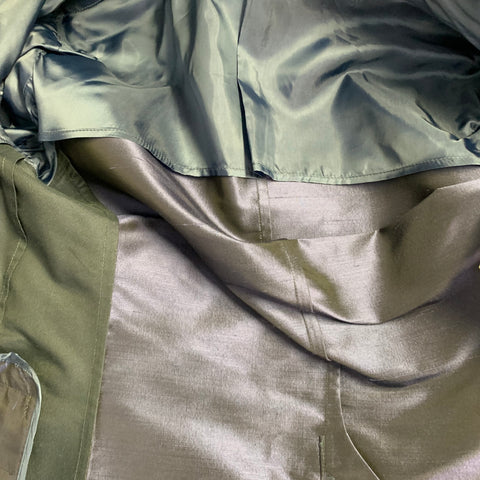 EMPORIO ARMANI Taille 34 Régulier Veste de Sport en Shantung Mélange Soie Bleu Métallisé