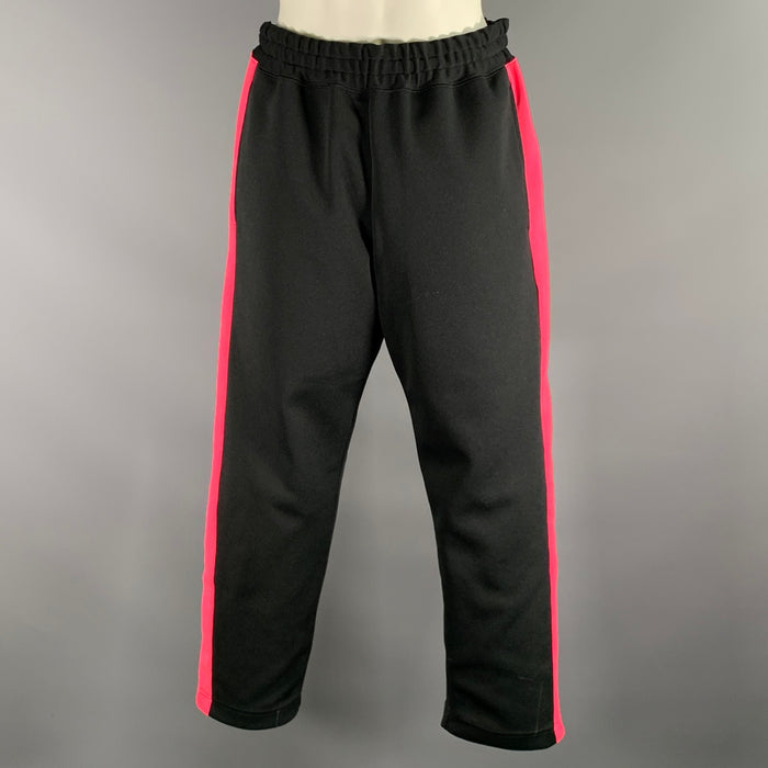 COMME des GARCONS Size S Black Neon Pink Polyester Sweatpants Casual Pants