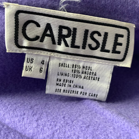 CARLISLE Size 4 Purple Lavender Wool Blend Jacket Indoor Blazer