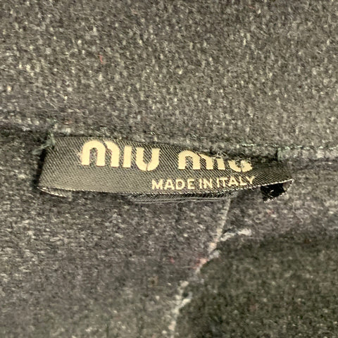MIU MIU Size M Black Wool Blend Double Breasted Peacoat Jacket