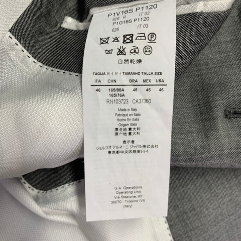 EMPORIO ARMANI Taille 36 Costume à revers en laine et soie unie gris