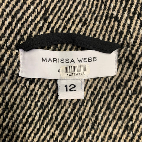 MARISSA WEBB Size 12 Black White Polyester Wool Tweed Cropped Jacket