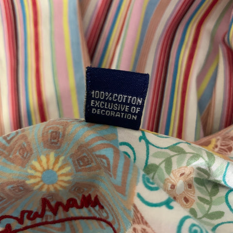 ROBERT GRAHAM Size XL Pink Multi Color Stripe Cotton Button Up Long Sleeve Shirt