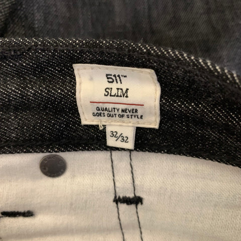 LEVI'S Size 32 Black Dark Grey Cotton Straight Denim Jeans