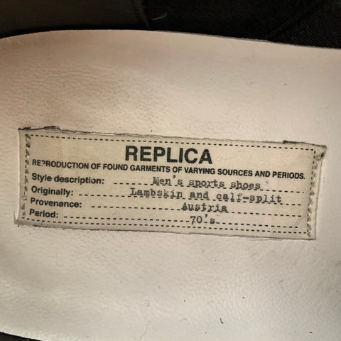 MAISON MARGIELA Size 13 Black Mixed Fabrics Leather Low Top Sneakers