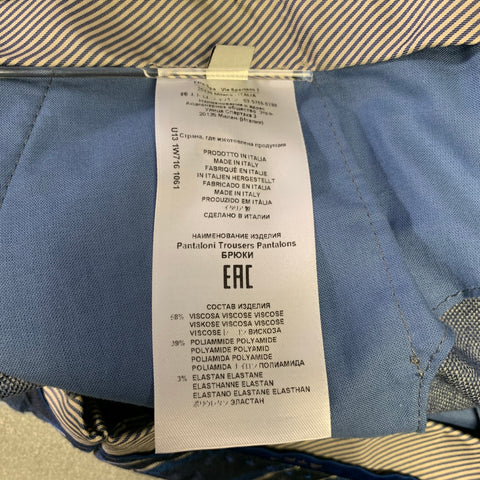 ETRO Size 42 Navy Blue Print Viscose Blend Flat Front Dress Pants
