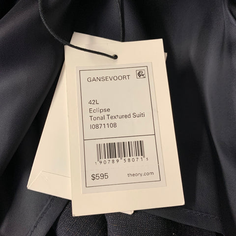 THEORY Size 42 Navy Heather Wool Blend Notch Lapel Suit