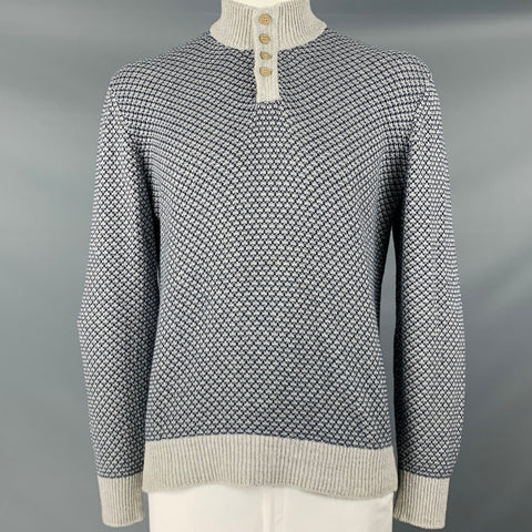 INIS MEAIN Jersey abotonado de cachemir y seda de algodón gris marino talla XL