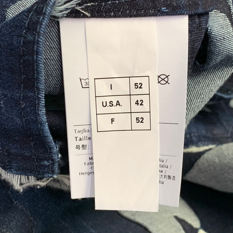 VALENTINO Chemise à manches longues en coton camouflage indigo taille 42 coupe oversize