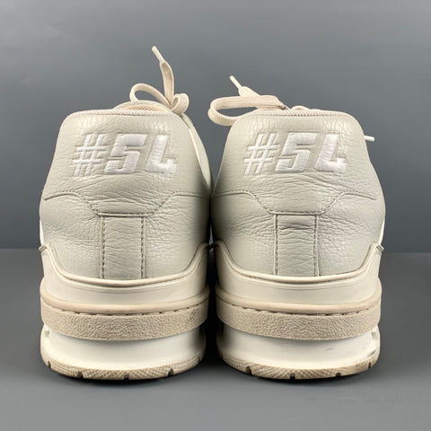 LOUIS VUITTON Taille 11,5 Baskets à lacets en cuir blanc cassé à matériaux mélangés