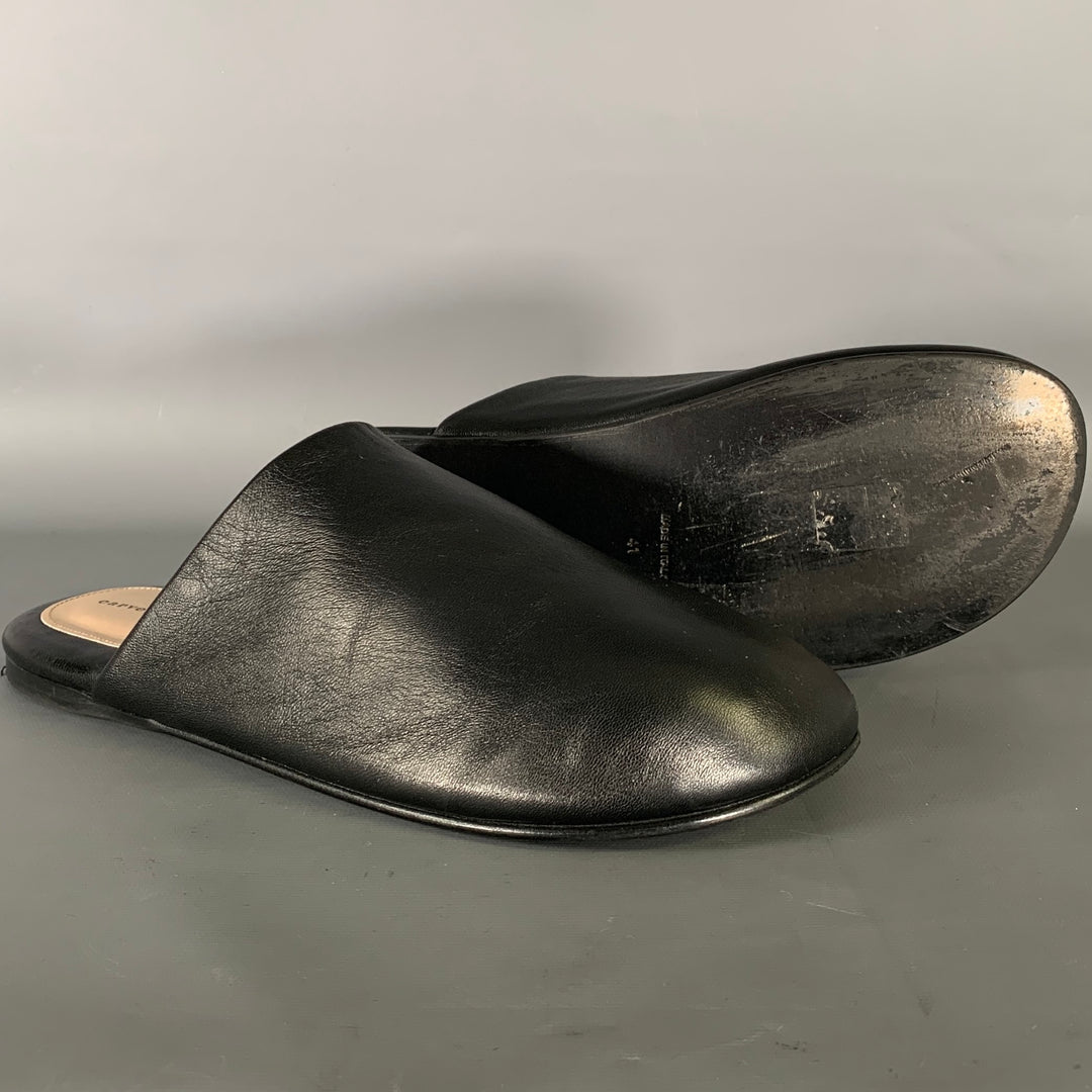 CARVEN Size 10 Black Leather Lambskin Slippers Flats